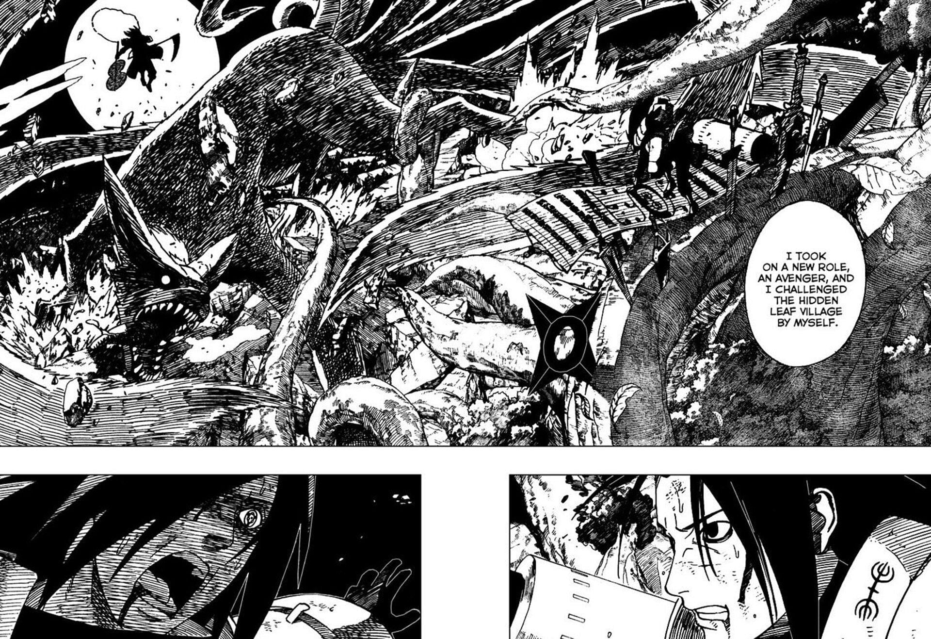 Kishimoto's artstyle featuring Madara vs Hashirama (Image via Shueisha)